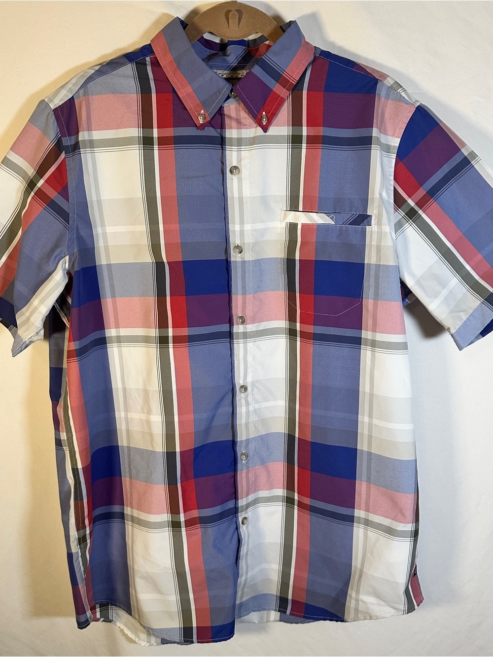 Ralph Lauren Chaps Men's Short-Sleeve Plaid Button-Down Shirt in Blue & Red